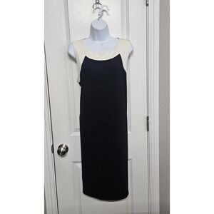J.Jill Wearever Black Cream Colorblock Sleeveless Dress Women's M NWT